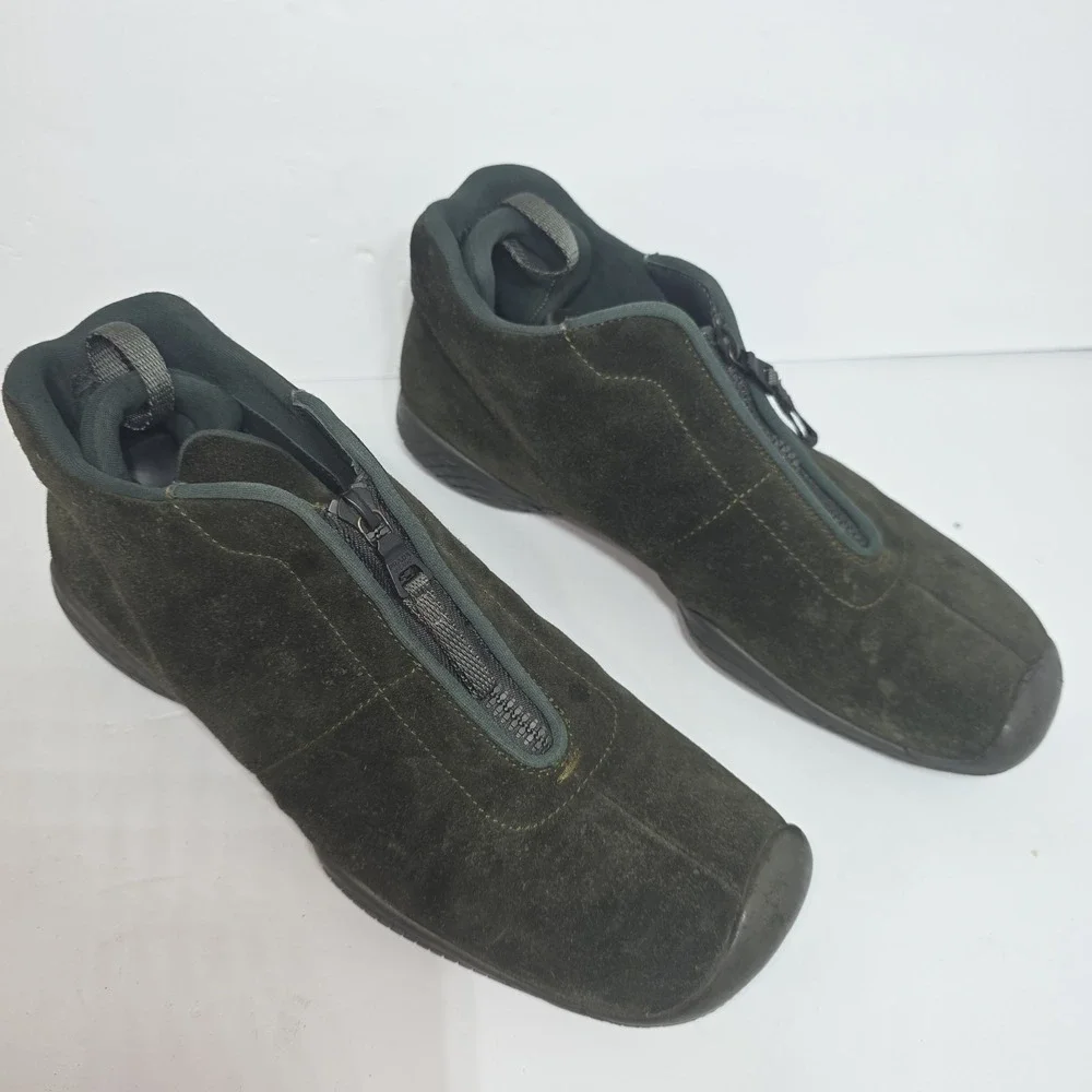Vintage Prada Rare Olive Suede Front Zip High Top Sneakers Mens Sz US 9 Box